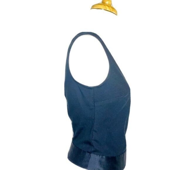 Guess Y2K Top Vintage 90s Sleeveless V-Neck Velvet Textured Flowers Black Top S - Picture 5 of 10